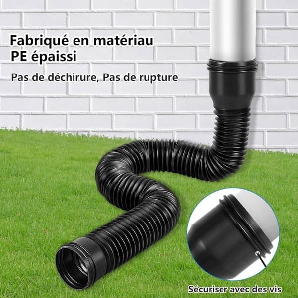 Flexibel stuprörsförlängningssats – Passar 90/100 mm stuprör, justerbar längd 35–100 cm (svart, 2-pack)