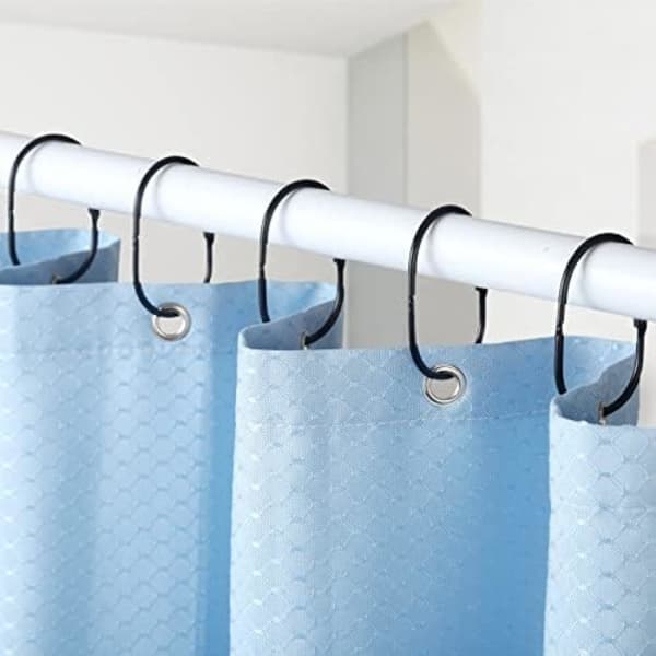 10 st Duschdraperikrokar, ovala snäppringar för draperier, svarta duschdraperiringar i metall rostfritt stål, glider smidigt