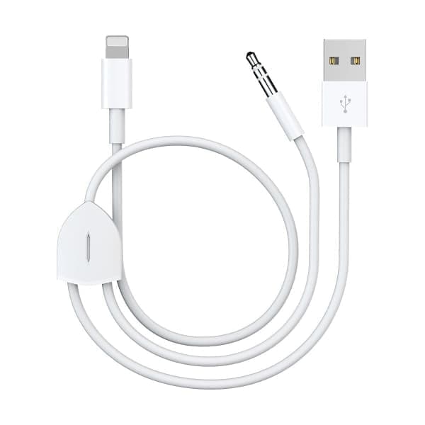 Hodetelefonadapter kompatibel med iPhone, 2-i-1 Lightning til 3,5 mm AUX CDQ