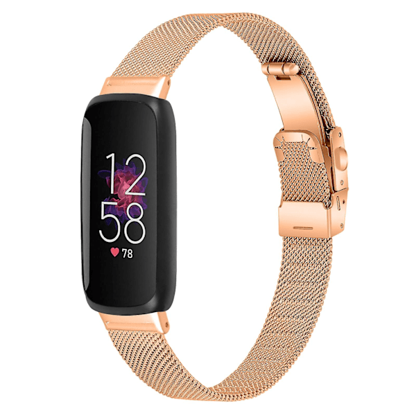 For Fitbit Inspire 3 Remmebånd i rustfritt stål Milanese - Justerbar klokkeband med spenne - Gull Rose Gold