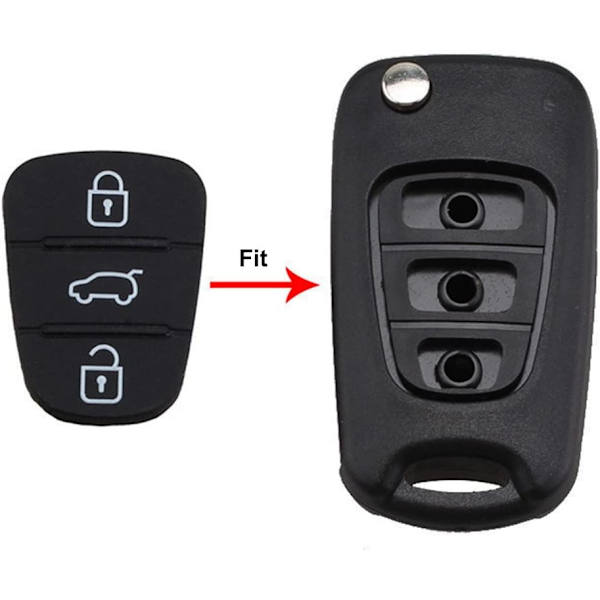 3-knappars nyckelhölje nyckelringsplatta gummibyte för Hyundai IX35 I30 Accent Kia K2 K5 Rio, bilnyckelhölje bildelar 2PC