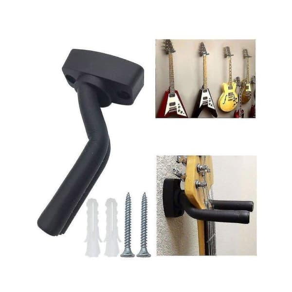 Set med 5 svarta gitarrställ, väggmonterad display med skruvar, lämplig för gitarrer