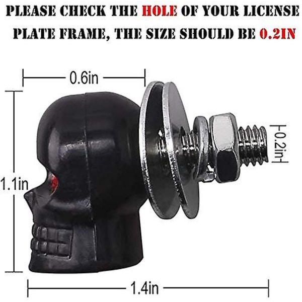 Skalle Licensskylt Skruvar Universal Bil Motorcykel Licensskylt Ram Bultar Fästelement 3d Skalle Rostfritt Stål Vindruta Trim Cover Ersättningssats