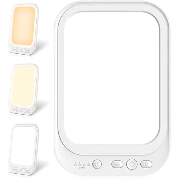 10 000 Lux lysterapi-lampe – 4 timerinnstillinger, 3 fargetemperaturer, dagslyssimulerende LED, sammenleggbart stativ