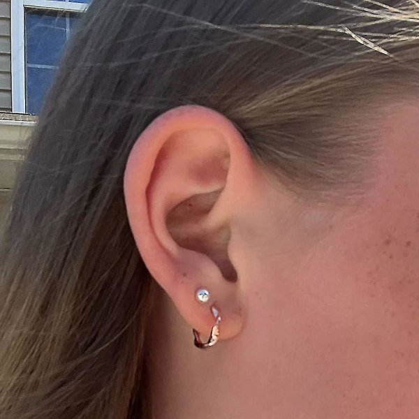 Roséguld örhängen små creoler örhängen för kvinnor flickor 18k roséguld pläterad 925 sterling silver mini huggie örhänge 12mm