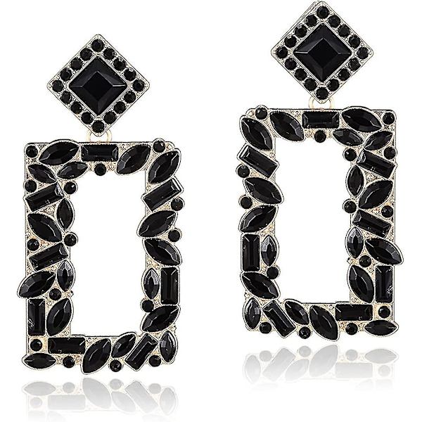 Krystal Rektangel Geometriske Dangle Øreringe, Glas Rhinestone Statement Drop Øreringe Til Kvinder  Kollektion