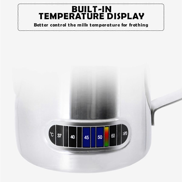 12/20oz Mælkeskumningskande med Temperaturdisplay Rustfrit Stål Mælkeskummer Kande Kop til Latte Art Barista 350ml