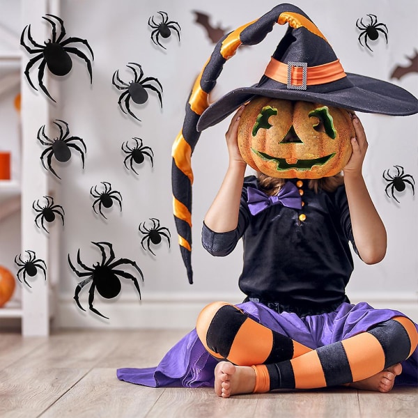 Halloween-seinäkoristeet Diy 3d muoviset hämähäkin koristetarrat Halloween-koristeet Koti seinä ikkuna sisä- ja ulkokäyttöön Pelottava hämähäkki 6 pakkausta musta