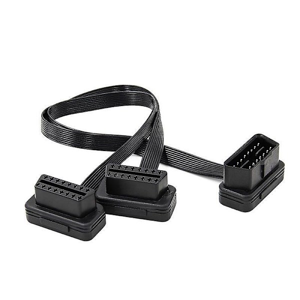 Forlænger Dobbelt Stik Y-Splitter Obd Obd2 16-polet Han til Hun Forbindelse Flad + Tynd