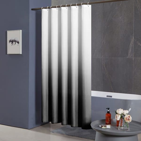 Anti-skimmel badeforhæng 200x200 cm sort gradient polyester - vandtæt med 12 kroge