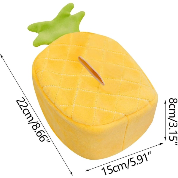 Ananas Söt plysch Tissue Box Cover Dekorativ frukt Mjuk mjukpappershållare Pappershållare Servettlåda