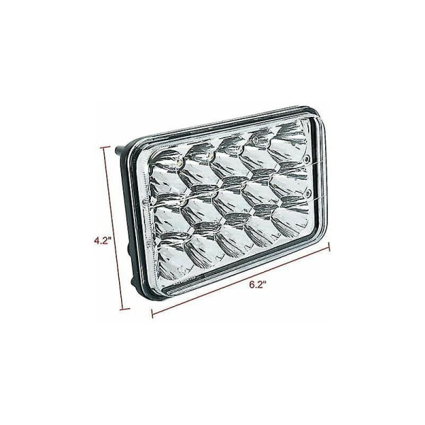 2 stk 4x6 tommers 90w LED-pærer krystallklare frontlykter rektangulære erstatnings forseglede frontlykter