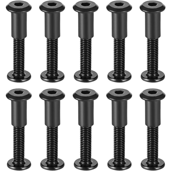 Skruepost passer til 5/16\"(8mm) hulldiameter, hann M6x40mm bindingsbolter lær feste karbonstål svart 10 sett