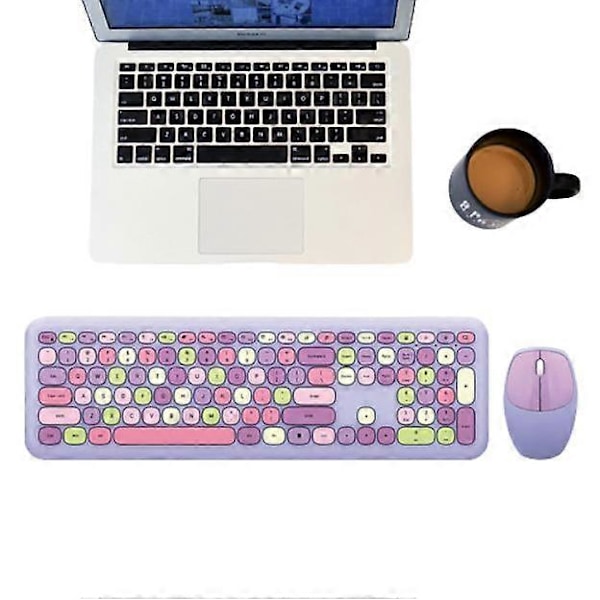 Trådlöst tangentbord och mus-combo med färgade tangenter Purple