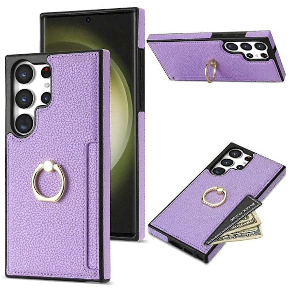 Samsung Galaxy S24 Ultra -puhelimen suojakotelo PU-nahkaa + TPU-rengaspidike Multicolor Style F