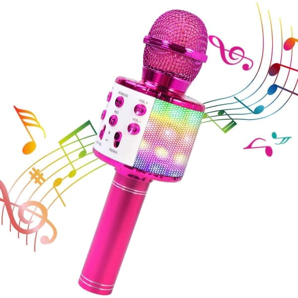 Karaoke Bluetooth trådløs mikrofon, børne- og voksenmikrofon, 5 stemmeskiftere