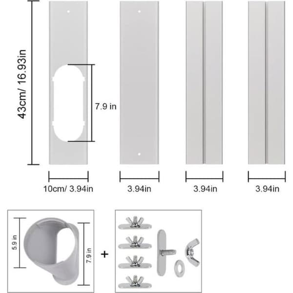 Bærbart klimaanlæg udluftningssæt; justerbart; 15 cm x 150 cm slange; egnet til vandrette skydevinduer