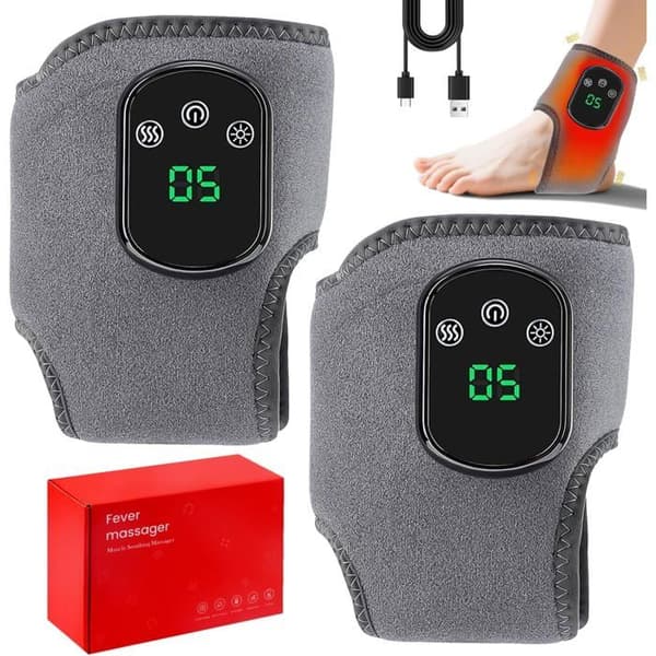 Fodmassager – 3-i-1 enhed – 3 tilstande og 5 varmeniveauer – Cirkulationsstimulator – Grå