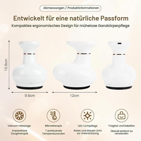 Elektrisk kroppsmassasjeapparat med varmeterapi, massasjeverktøy for cellulitter og ryggsmerter (hvit)