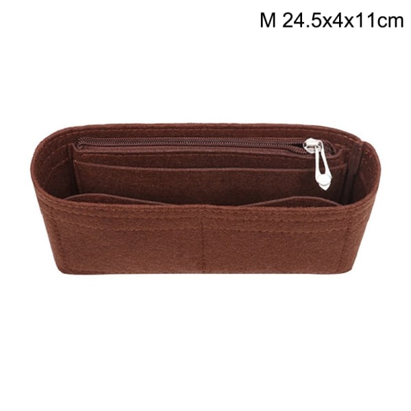 Multi-Pocket Women Insert Bag Handväska i filttyg - Coffee M