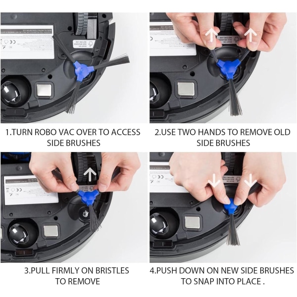 6 st ersättningsborstar kompatibla med Eufy RoboVac 11S/11S MAX/15T/30/30C/ 30C MAX/12/15C/15C MAX/25C/35C/G10/G30/G30 Edge robotdammsugare