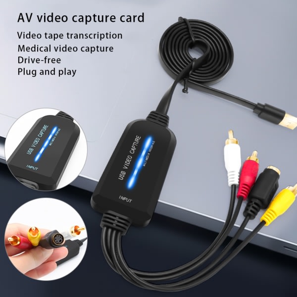 USB 2.0 to RCA Cable Adapter Converter Audio Video Capture Card Adapter PC Cables for TV DVD VHS Video Capture Device