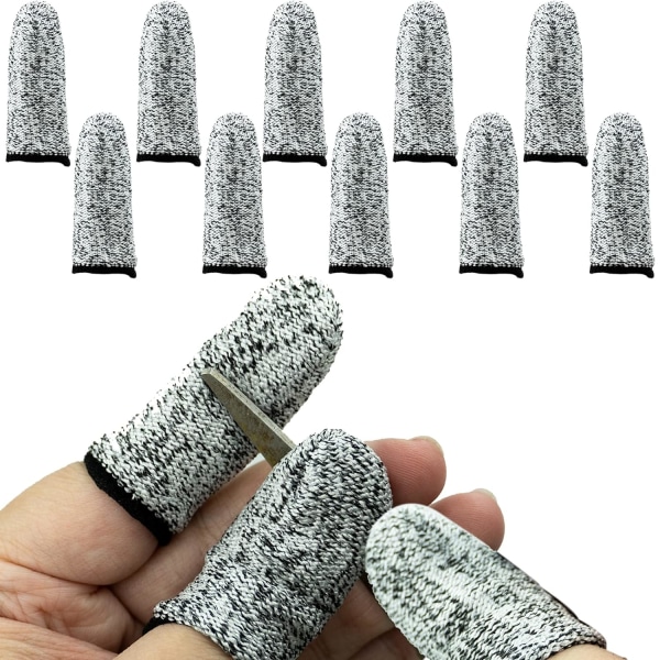 10 STK Fingersenger Kuttbestandig beskyttelse, gjenbrukbar & Anti-skli fingerhylse ideell for kjøkken, arbeid, skulptur