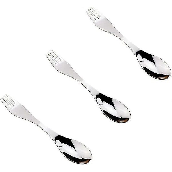 Rustfritt stål Spork Skje Gaffel Campingbestikk, Perfekt for Backpacking Utendørsaktiviteter, 3 stk