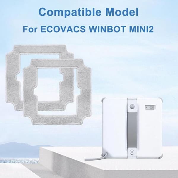Sett med 8 vaskbare mikrofiberrengjøringsputer for Ecovacs Winbot Mini2 vindusvaskeroboter