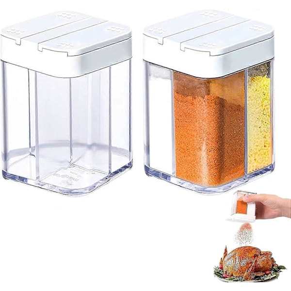 4 i 1 Kryddburk Kryddlåda Transparenta Kryddboxar Saltströare, Pepparströare Kökskryddburkar för Kryddor (Vit, 2 Stycken), 2024 Ping