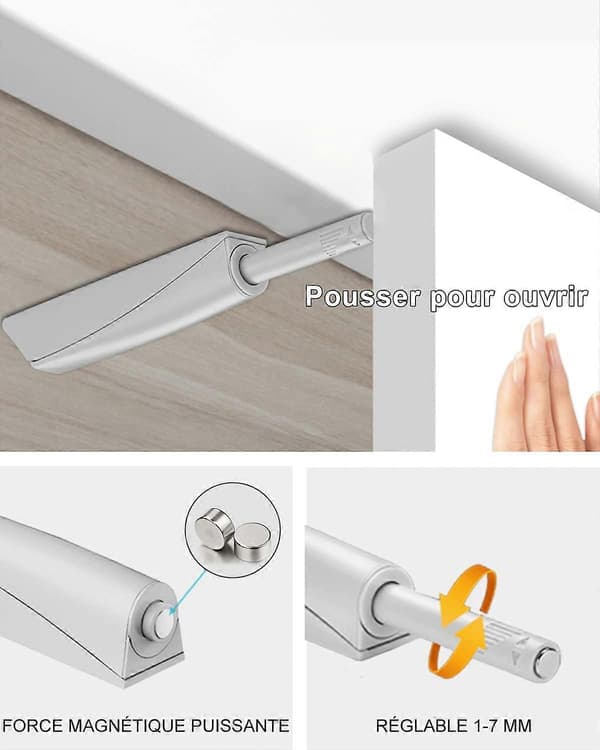 Push to Open Skabsdør Dæmper 2 Stykker Magnetisk Push Open Lås Skab Push Pulls Magnetiske Lukninger til Skab Push to Open System Skuffe Dæmper
