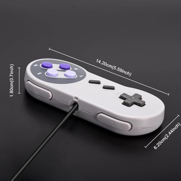 2-pack trådbundna SNES-spelkontroller, SNES-kontroll helt kompatibel med original SNES/SFC - [Plug and Play] (Grå/) Purple