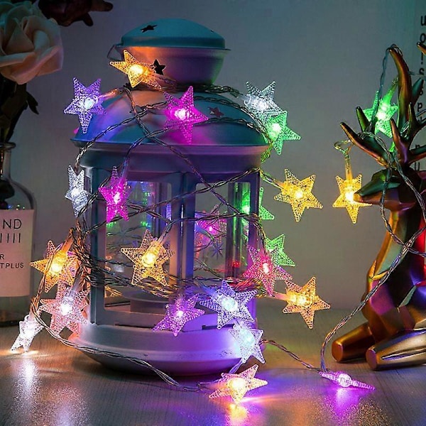 Vedenpitävä aurinkokennovaloketju, kristallipallo, valo puutarhaan, juhlakoriste, ulkokäyttöön Battery-1.5M 10Leds Colorful Star