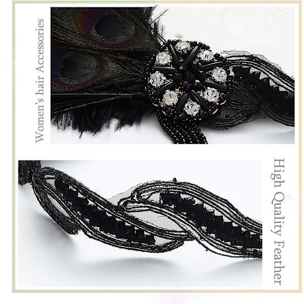 1920-luvun hiuspanta, Crday Feather Crystal Vintage Roaring 20's Headpiece -lisävarusteet