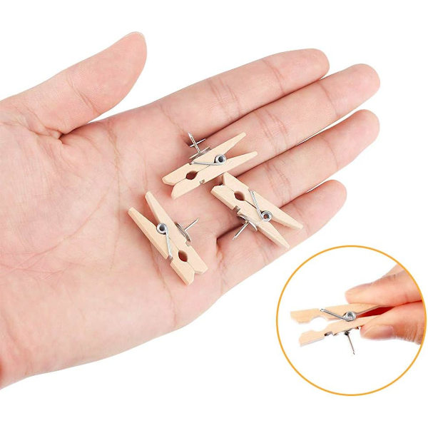 50 stk. trykknapper med træclips, træstifter med trykknapper, papirclips med stifter tegnestifter tommelfingerknapper 35x7mm til korktavler opslagstavle kort
