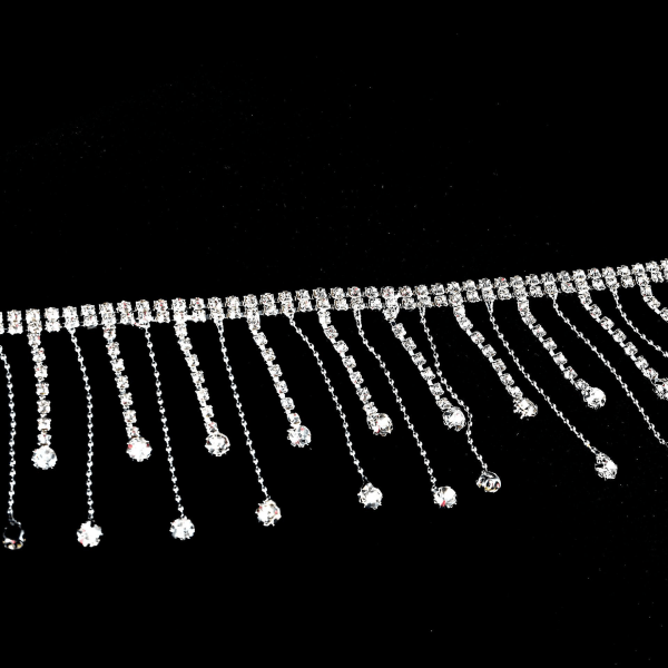 Rhinestone Ribbon Tassel Chain, Glitter Rhinestone Fringe Trim Med Dråpeformet Anheng Krystall Tassel Trim Diamond Fringe For Bryllup Brud Tilbehør