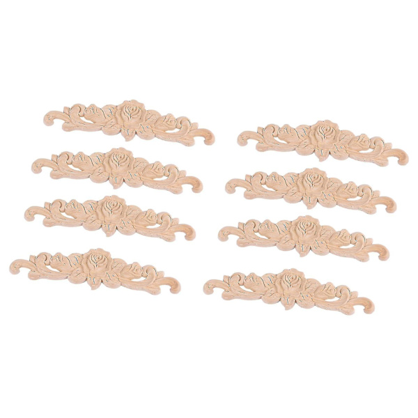 4 stk. 20 x 5 cm udskåret lang applikation af gummitræ