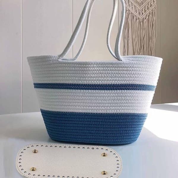 Virka Väska Bas 4 Delar Oval PU Läder 22x10 Cm Virkad Oval PU Väska Bas Med Hål DIY Tillbehör för Virkade Väskor Handväskor Axelväskor