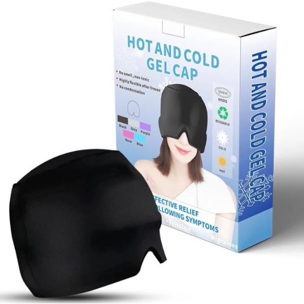 Migraine cap - Headache cap against Migraine - Cooling Gel ice mask Eye mask black one size