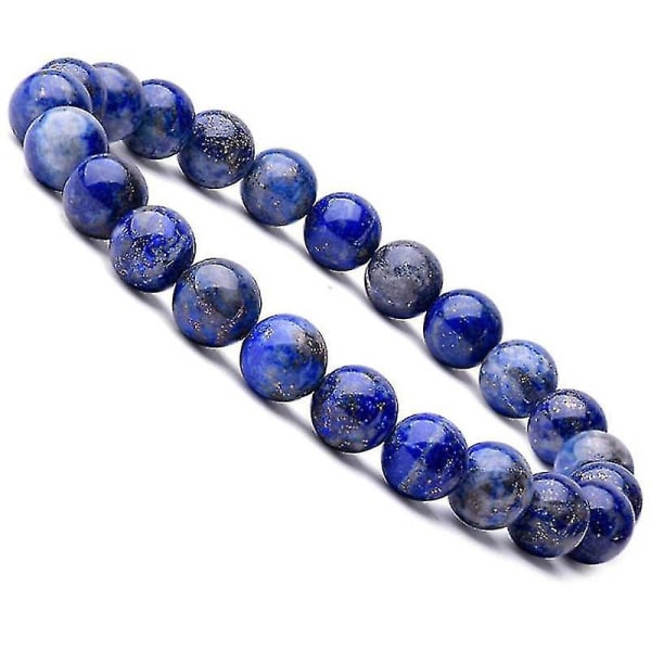 Naturlig 8 mm Lapis Lazuli Beads Armbånd Unisex Elastisk Bangle Smykkegaver