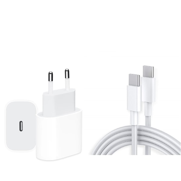 iPhone 15 Pro MAX USB-C flettet opladningskabel - 3 meter + 20 W USB-C strømadapter (Woven 3M +20W)
