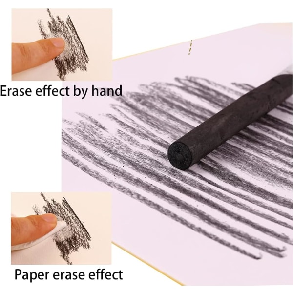 10 stk. pilgren trekullstifter, komprimerte trekullstifter, tegnesett, 4 størrelser trekullstegnesett for skissering, tegning, skyggelegging