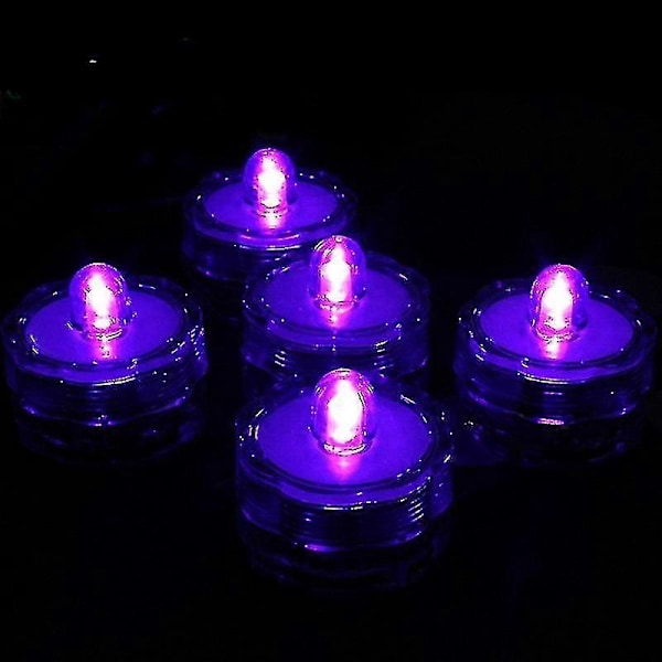 12 stk. Senkbare LED-lys, vanntette telys, damfiske feiring flammeløse LED-telys P