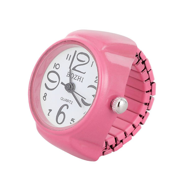 1st Finger Ring i Unik Design med Klocka - Unisex - Mode & Elegant Kvarts Klockring (Rosa)