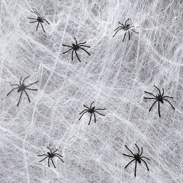 100g Spindelvev Halloween-dekorasjoner Bonus Med 40 Falske Edderkopper, Super Stretch Edderkoppnett For Halloween Innendørs Og Utendørs Festartikler