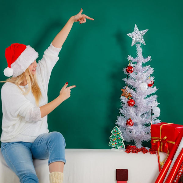 Sølvtrestjerne juletrepynt i metall - juletrepynt i stjerneform for juletrepynt - julepynt til hjemmet 12*15cm