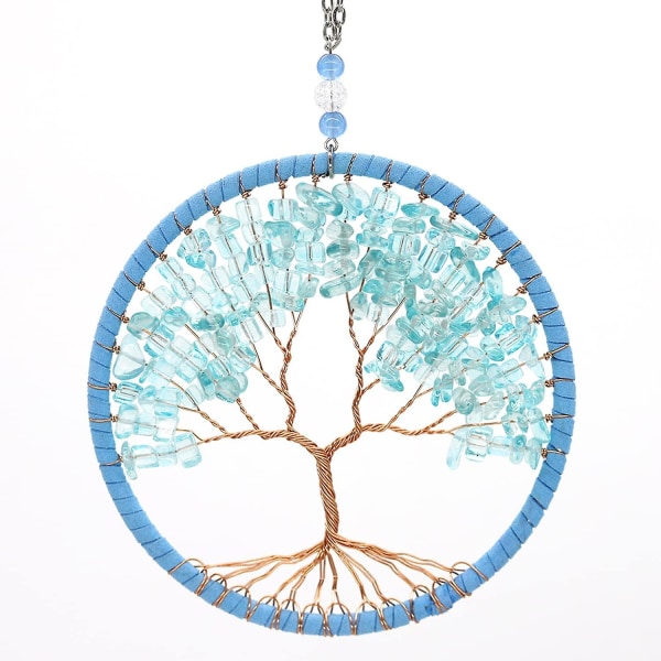 Chakra Sten Livets træ Ornament Hængende Healing Krystal Feng Shui Ædelsten Meditation Åndelig væg Vinduesindretning