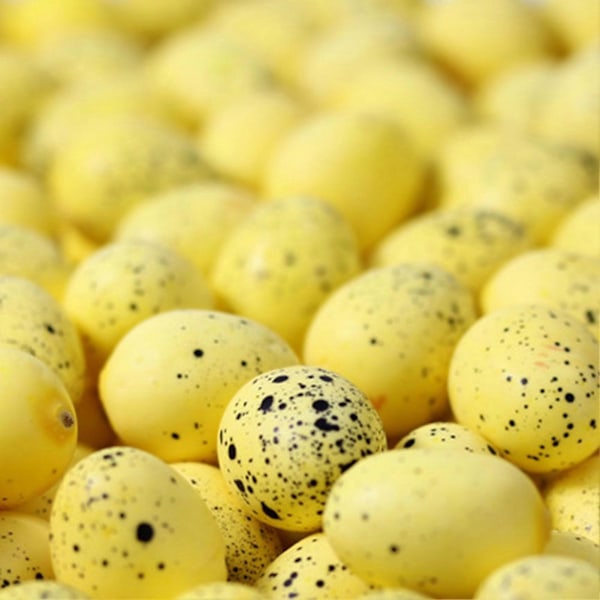 10 stk. Falske vagtelæg Flotte detaljer Lille oval form Kontrastfarve Levende havedekoration Mikrolandskab Mini simulerede fugleæg Figurer til haven Yellow