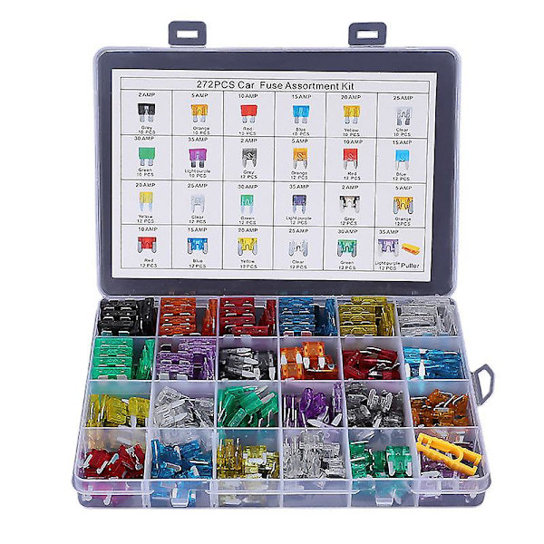 272pcs-car Blade Fuse Assortment Kit,fuses-standard &mini Low Profile (2a/5a/10a/15a/20a/25a/30a/35a)