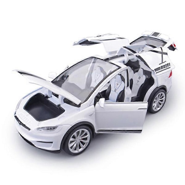 1:24 Tesla Model X SUV Seosautomalli Painevalettu Metalliauto Ajoneuvomalli Simulaatio Ääni- ja Valokokoelma Lasten Lelulahja White